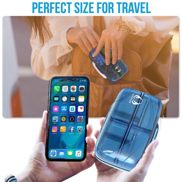 Pill Organizer Airtight Pill Box Large Pill Dispenser Home Travel Supplement Holder Portable Vitamin Sorter Jumbo Size 8 Compartment Airtight Vitamin Container Daily Medicine Travel Essentials - Image 7
