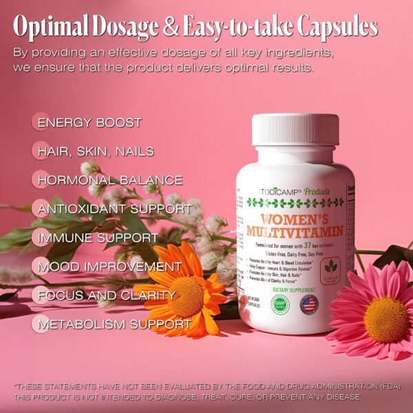 Women's Multivitamin & Mineral Complex with Plant Based Extracts   Hair Skin and Nails Vitamins   Foundational Multivitamin for Women   30 Day Supply - Image 5