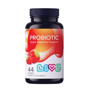 Probiotic Gummies for Women and Men | 5 Billion CFUS Gummy Vitamin for Digestive Gut Health No Artificial Flavors Strawberry Flavor 44 Count