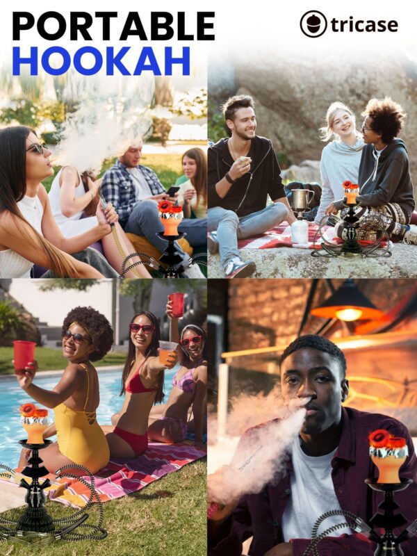 Portable Hookah set with everything   Hookah Set 4 Hose Hookah – LilOne Black Hookah 4 Hose - Image 8