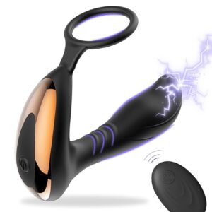 Vibrating Prostate Massager Anal Vibrator   Mens Vibrator with 10 Patterns Anal Butt Plug with Cock Ring G spot Vibrator for Men with Remote Control Adult Sex Toys for Men Prostate Massage