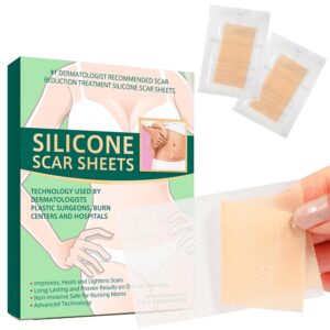 PUREVACY Reusable Silicone Scar Sheets for Surgical Scars 1.6 x 3 Inches. 4 Pack Nude Silicone Scar Strips for Surgical Scars C Section Keloid Burn Scars. Breathable Soft Silicone Scar Removal Tape