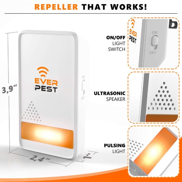 Ultrasonic Pest Repeller Plug in 2 Pack Repellent Control   Get Rid of Mosquito Mice Cockroach Spider Bed Bug Squirrel Fly Wasp Ant Rodent Mice Indoor Outdoor Patio Home Roach Infestation Fix - Image 4