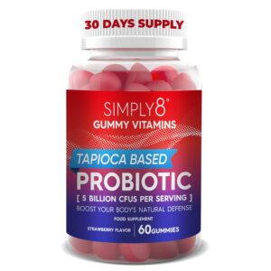 Probiotic Gummies Supplements   5 Billion CFU’s   Helps Promote Healthy Digestion and Provides Immune Support   1 Mo.Supply Kosher Halal Tapioca Based Gelatin Free Gummies for Kids Adults