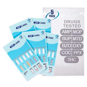 [5pk]   9 Panel Urine Test Card (AMP BUP BZO COC MOP MTD OXY PPX THC) #MI WDOA 295