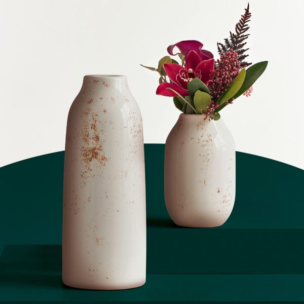 White Vases for Decor Set of 2   Premium White Ceramic Vase Set for Home Decor   Elevate Your Home Decor with a New Modern Vase by