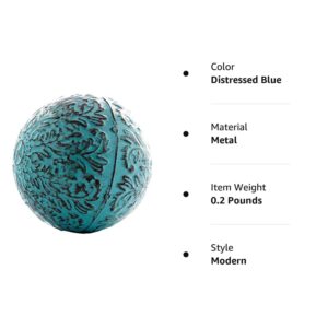 Metal Decorative Sphere for Home Decor   Distressed Blue Hand Painted Modern Decorative Balls for Living Room Bedroom Kitchen Bathroom Office   Table Decorative Orbs for Сenterpiece