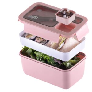 Tarlini | Pink Bento box   Premium Bento Lunch Box with Compartments for Portion Control and On The Go Dining | Adult lunch box | Durable and Stylish Solution | 40 Ounces
