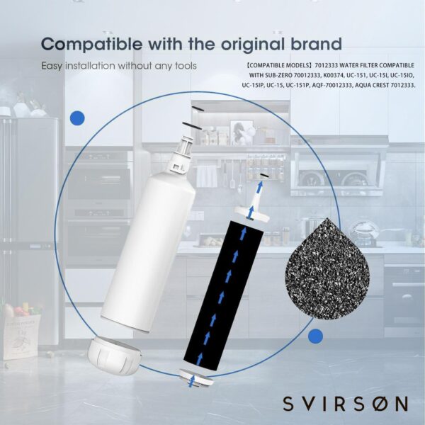 Svirson Replacement for Sub-Zero 7012333 - Compatible with Sub-Zero 7012333 & UC-15 Models - Crystal Clear Ice, OEM Replacement, Easy Install - 6 Month Filter - Image 4