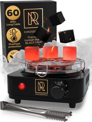 Multipurpose Electric Charcoal Starter   Electric Charcoal Burner ETL Approved Electric Stove   Coconut Charcoal Lighters with Tongs   500W Hot Plate Electric with 304 Stainless Steel Coiled Burner