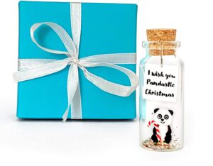 Cute and Kawaii Anniversary Presents   Personalized Love Gifts for Boyfriend Girlfriend   Romantic Gift for Her Him (White and Black Panda   I Wish You Pandastic Christmas in Teal Gift Box)