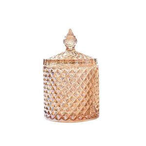 Cookie Storage Set Crystal Diamond Faceted Jar With Lid For Food Candy