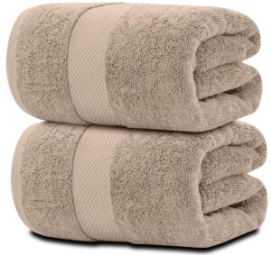 Luxury Soft Bath Sheet Towels   650 GSM Cotton Luxury Bath Towels Extra Large 35x70 | Highly Absorbent and Quick Dry | Hotel Collection Extra Large Bath Towels Oversized Taupe 2 Pack