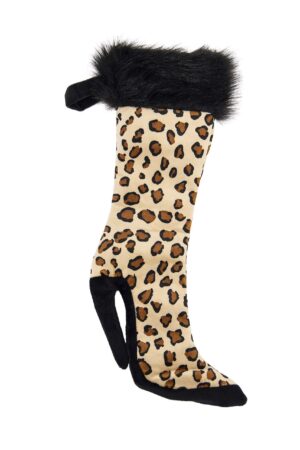 Plushible High Heeled Christmas Stocking   Leopard Print | Soft and Sturdy Christmas Decorations | Perfectly Holds a Bottle of Wine | Festive Decor for The Holidays