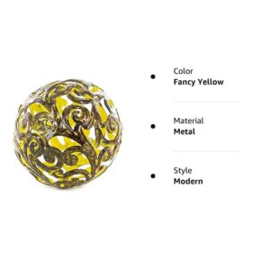 Metal Decorative Sphere for Home Decor   Fancy Yellow Hand Painted Modern Decorative Balls for Living Room Bedroom Kitchen Bathroom Office   Table Decorative Orbs for Сenterpiece