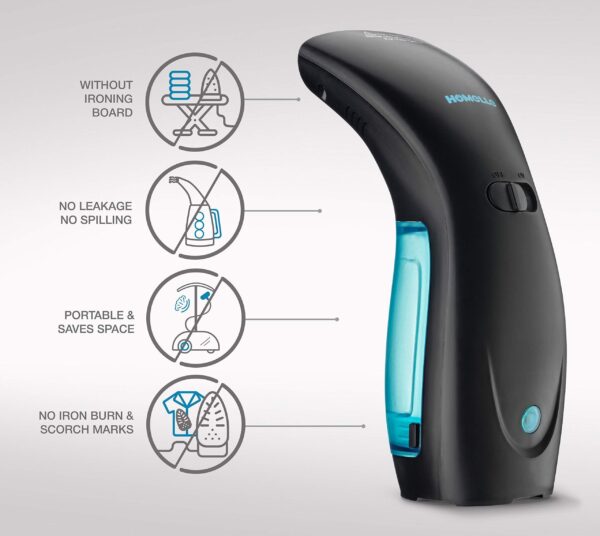 Travel Steamer for Clothes Handheld Garment Steamer Mini Portable Fabric Steamer Iron Wrinkles Steam Remover 25s Fast Heat up 120ml Water Tank Anti Leak Ironing Pump System 950W – 360° - Image 6