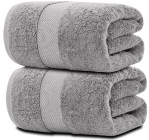 Luxury Soft Bath Sheet Towels   650 GSM Cotton Luxury Bath Towels Extra Large 35x70 | Highly Absorbent and Quick Dry | Hotel Quality Extra Large Bath Towels Oversized Light Grey 2 Pack