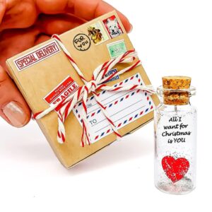 Valentine’s Day Gift For Her And Him Anniversary Present For Boyfriend Girlfriend Custom I Love You Gifts For Wife Husband (in Beige Craft Box Heart   All I want for Christmas is You)