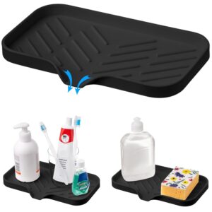 1 Pc Black Silicone Sink Tray for Dish Sponge Holder | Silicone Sponge Holder for Kitchen Sink | Soap Tray for Kitchen Sink | Silicone Soap Dish for Kitchen Sink Organization