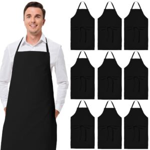 White Classic Black Aprons Bulk   Commercial Chef Bib Apron for Kitchen and Restaurant Cooking without Pockets Unisex Women and Men Adult   12 Pack