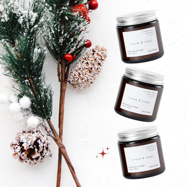 UnboxMe 3 Piece Holiday Scented Candle Set   Hand Poured Soy Wax with Essential Oils Glass Candle Set with Gift Box Use for Home Stocking Stuffer Secret Santa & More Christmas Candle Gift Sets - Image 5
