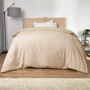 Washed Linen Queen Duvet Cover with 2 Pillow Shams Soft Brushed Duvet Cover Queen Microfiber   Queen Bed Sets 90  X 90    Hotel Duvet Cover Queen   Beige Natural
