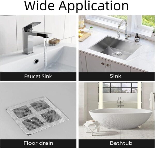 Disposable Square Shower Drain Cover Hair Catcher 20PCS Pack 4  X 4  Mesh Stickers Kitchen Bathroom Shower Bathtub for Human and pet Hair (20 PCS) - Image 2