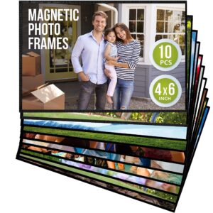 10 pack   4x6 Magnetic Picture Frames for Refrigerator   Magnet Picture Frames for Fridge   Magnetic Photo Sleeves   Magnetic Photo Pockets   Magnetic Picture Holder   Locker Magnet Frames