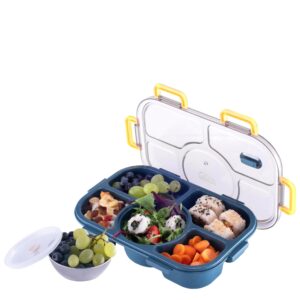 Tarlini | Blue Bento Box | Simple & Easy Leak Proof BPA Free 5 Compartment | Bento box adult lunch box | Cute & Compact bento lunch box for Work Travel | 50 Ounces