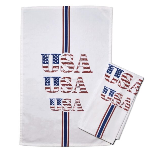 The Fine Living Co. USA Patriotic Kitchen Towels 2 Pack 100% Cotton 4th of July Independence Day Americana Hand Towels Decorative Towel for Drying Cleaning 18 x28