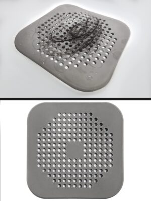 2 Pcs Grey Rubber Silicone Square Sink Strainer Bathroom – Best Protection Flat Strainer Stopper with Suction Cups   Filter Shower Drain Cover Stall   Bathtub Hair Catcher Drain Covers.