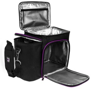 Large Meal Prep Lunch Box   Insulated Lunch Box For Women or Men   Perfect For Multiple Containers Meals   Keep Food Cool and Organized   A2S Black Purple