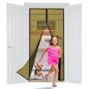 Magnetic Screen Door 38'' x 82'' Coffee Door Net Screen with Magnet Automatically Closure Lightweight Mosquito Net for Door Polyester Magnetic Mesh Screen Door for Home