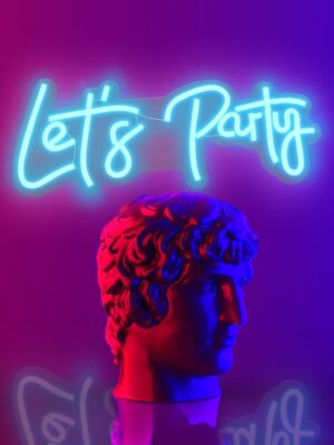 Lets Party Neon Sign   Lets Party Sign 15 x 5.9 in Led Neon Signs For Wall Decor   USB Powered Let's Party Neon Sign   Lets Party Neon Sign Large Wall Decor for Bedroom Casino Hotel Play Room Bar