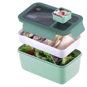 Tarlini | Green Bento box   Premium Bento Lunch Box with Compartments for Portion Control and On The Go Dining | Adult lunch box | Durable and Stylish Solution | 40 ounces
