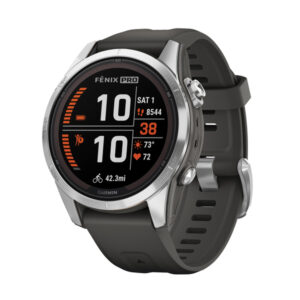 Garmin 010-02776-00 fenix 7S Pro Solar Edition Smartwatch, Silver Bezel with Graphite Band