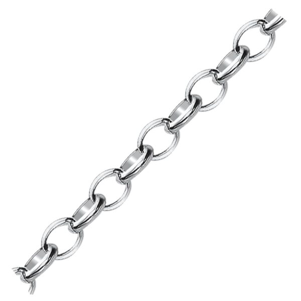 Sterling Silver Polished Charm Bracelet with Rhodium Plating - Image 3