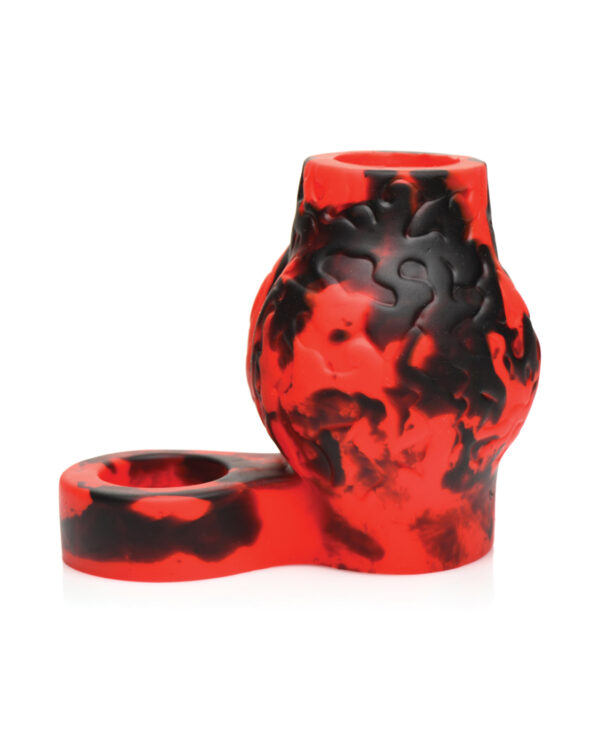 Creature Cocks Hell Bound Penis Sleeve & Ball Stretcher - Red/Black - Image 2