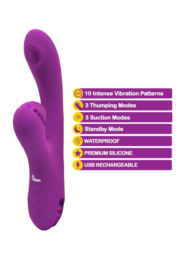 Dazzle - Berry - Rechargeable Thumping and  Suction Rabbit - Image 2