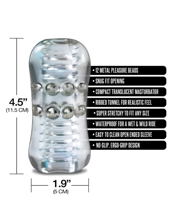 MSTR B8 Head Banger Beaded Clear-View Stroker - Clear - Image 3