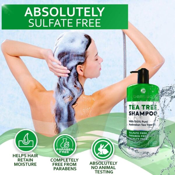 Tea Tree Oil Shampoo   Sulfate and Paraben Free   Anti Dandruff Treatment for Itchy Dry Scalps   Ideal for Women and Men with Oily Hair and Scalp Buildup - Image 4