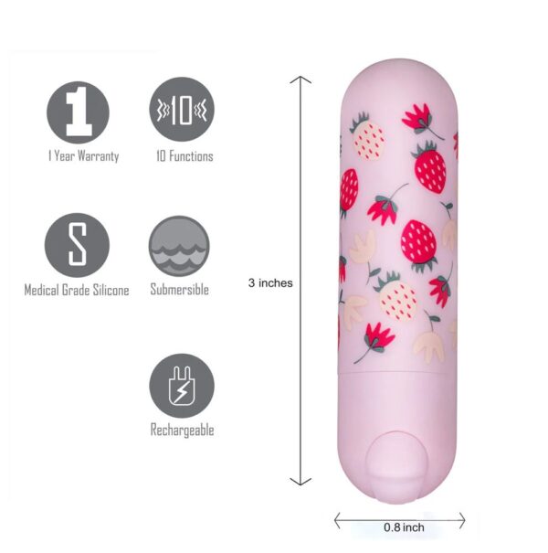 Bari Super Charged Mini Bullet W/ Strawberry Pattern - Image 2