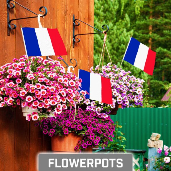G128 30 Pack Handheld France French Stick Flags | 8x12 In | Printed 150D Polyester Country Flag Solid Wooden Stick Spear Gold Tip - Image 2