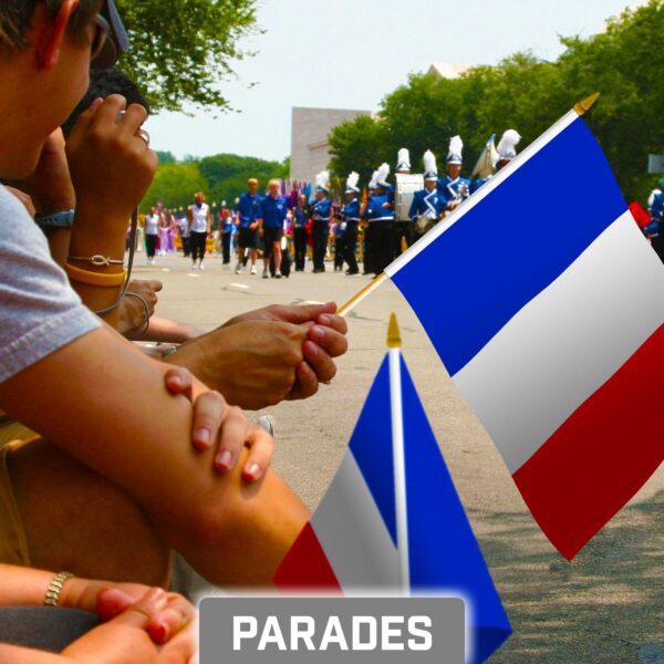 G128 30 Pack Handheld France French Stick Flags | 8x12 In | Printed 150D Polyester Country Flag Solid Wooden Stick Spear Gold Tip - Image 5