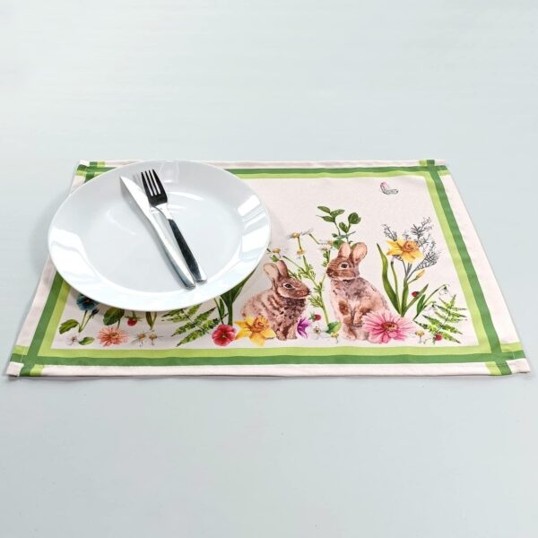 AHOLTA DESIGN Easter Floral Ornament Easter Table Runner Non Iron Stain Resistant Easter Table Cover Perfect for Spring Kitchen Indoor Dining Room Outdoor Spring Decorations Placemat 13 x19  4PCs - Image 3