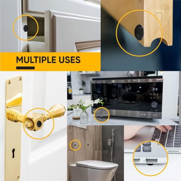 Cabinet Door Bumpers 128 Pcs   Black Self Adhesive Pads Cabinet Stoppers Rubber Bumpers for Drawers Cupboards Cutting Boards Glass Tops Picture Frames Kitchen Furniture (Hemispherical) - Image 4