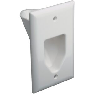 DataComm Electronics 45-0001-UWH 1-Gang Recessed Low-Voltage Cable Plate, Ultra White