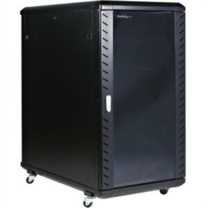 StarTech.com's DuraRak 22U 36in (depth) server rack features a vented glass front door and mesh rear door that provide devices stored in the cabinet with energy and costefficient passive cooling. Supports a total load capacity of 800 kgs (1760 lbs). **VENDOR DOES NOT COVER FREIGHT ON FD ORDERS FOR THIS ITEM