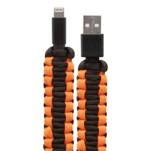 HELIX ETHLTSOB Lightning to USB-A 3.2-Ft. Paracord Charge and Sync Cable, Orange and Black