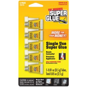 The Original SuperGlue 15175-12 Single-Use Super Glue Mini Tubes, 5 Count